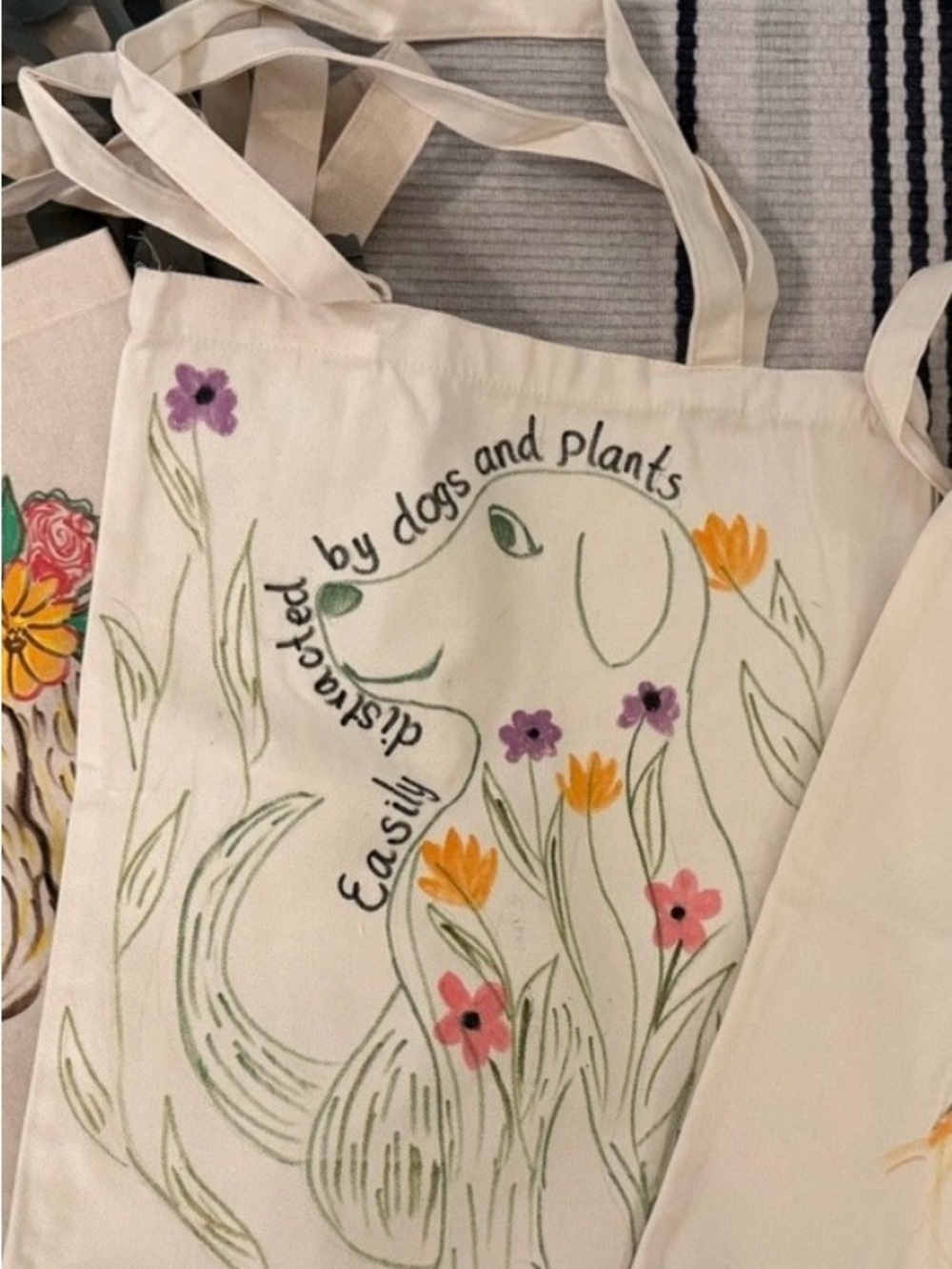 Floral Dog Canvas Tote Bags (Price per tote)